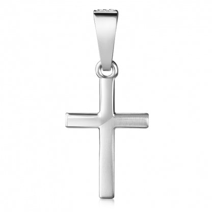Anhänger Kreuz teilmatt 13mm Silber 925/000 rhodiniert