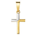 Anhänger Kreuz teilmatt 13mm Silber 925/000 vergoldet Bicolor