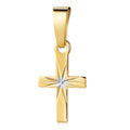 Anhänger Kreuz glanz/diamantiert 10mm Silber 925/000 vergoldet Bicolor