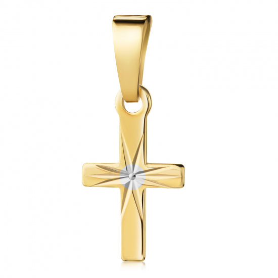 Anhänger Kreuz glanz/diamantiert 10mm Silber 925/000 vergoldet Bicolor