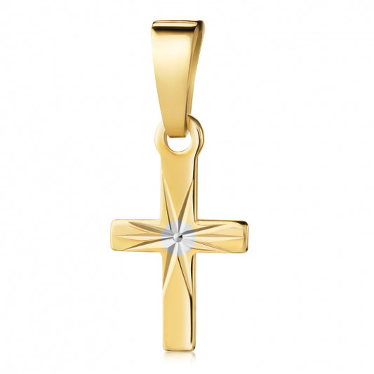 Anhänger Kreuz glanz/diamantiert 10mm Silber 925/000 vergoldet Bicolor