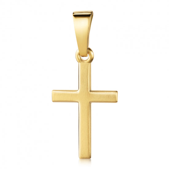 Anhänger Kreuz seidenmatt 13mm Silber 925/000 vergoldet