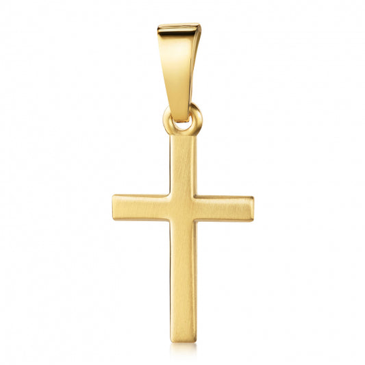 Anhänger Kreuz seidenmatt 13mm Silber 925/000 vergoldet