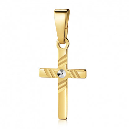 Anhänger Kreuz glanz/diamantiert 13mm Silber 925/000 vergoldet Bicolor