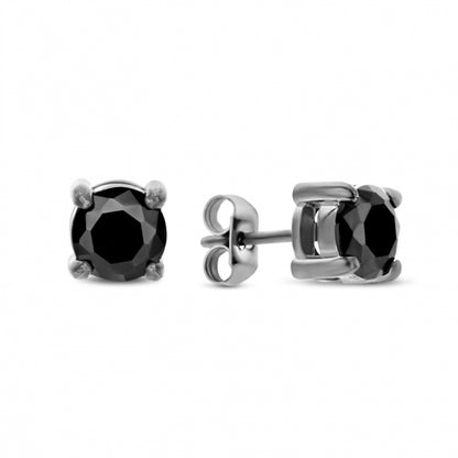 Frank 1967 Ohrstecker Zirkonia schwarz Ø 6mm Edelstahl