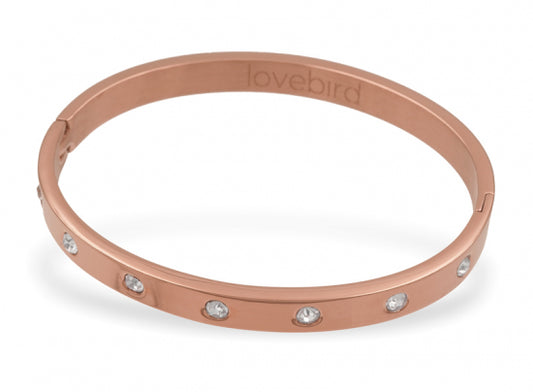 Lovebird Armreif mit 7 Kristalle Edelstahl IPR