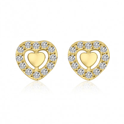 Lovebird Ohrstecker Herz mit 24 Zirkonia Silber 925/000 vergoldet