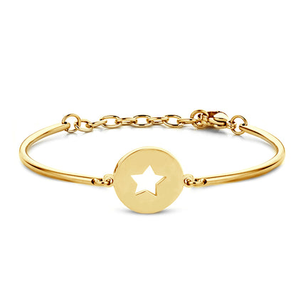 Lovebird Armband mit Platte/Stern Edelstahl IPG