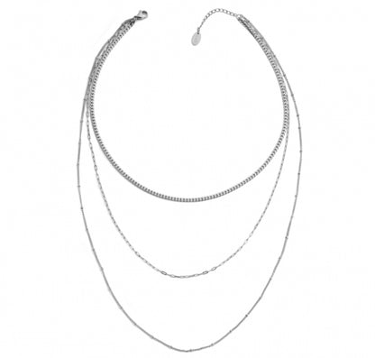 Lovebird Collier 3-rhg. im Layering Look Edelstahl