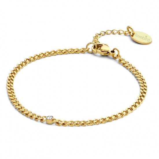 Lovebird Panzerarmband mit Zirkonia 16+3cm Edelstahl IPG