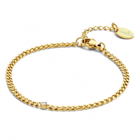 Lovebird Panzerarmband mit Zirkonia 16+3cm Edelstahl IPG