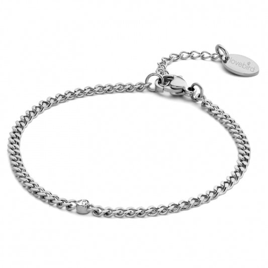 Lovebird Panzerarmband mit Zirkonia 16+3cm Edelstahl
