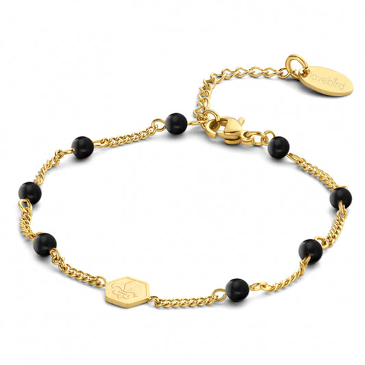Lovebird Armband mit schwarzen Achat 16+3cm Edelstahl IPG