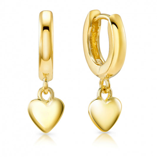 Lovebird Klappcreolen mit Herzen Silber 925/000 vergoldet