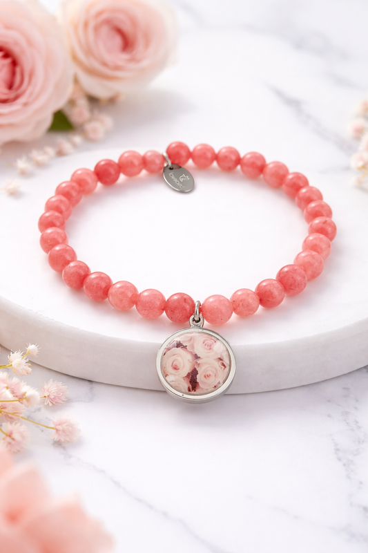 Lovebird Armband Jade pink Edelstahl IPS
