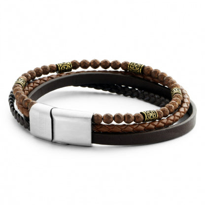 Frank 1967 Armband Echt Leder braun Edelstahl