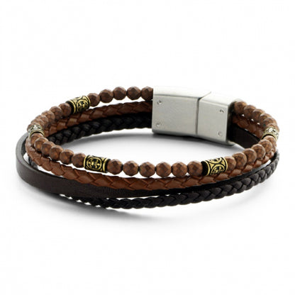 Frank 1967 Armband Echt Leder braun Edelstahl