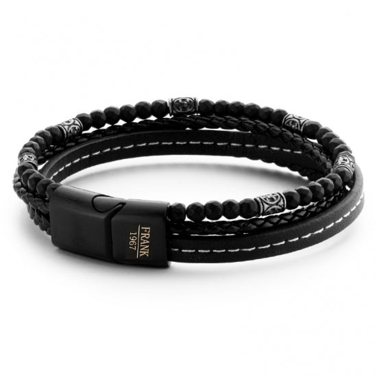 Frank 1967 Armband Echt Leder schwarz Edelstahl