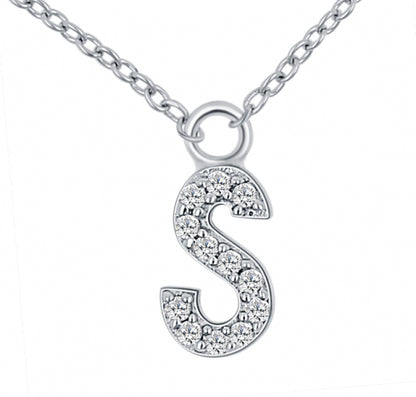 Lovebird Buchstabencollier  mit Zirkonia Echt Silber 925/000