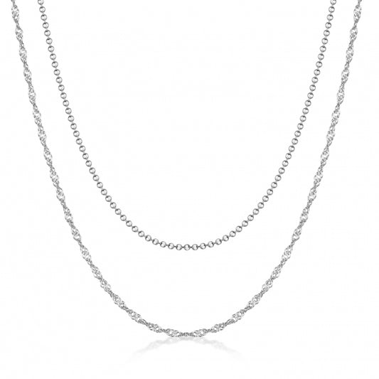 Collier in Layer-Optik Singapur/Kugelkette 40+5cm Silber 925/000