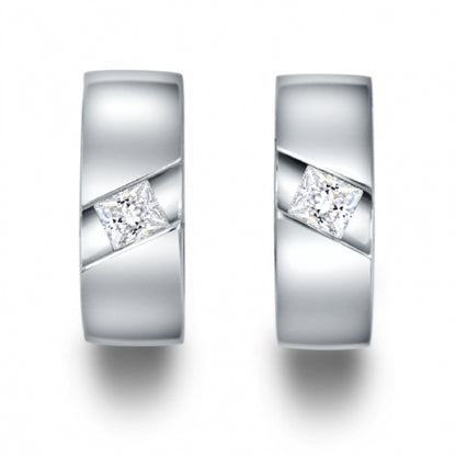 Lovebird Klappcreolen mit Zirkonia Princess Cut Silber 925/000