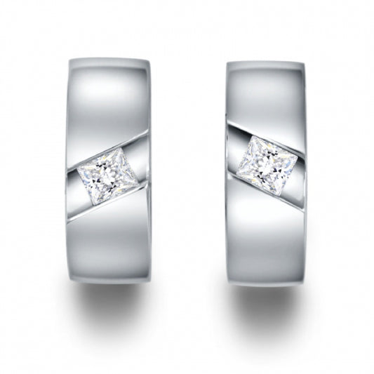 Lovebird Klappcreolen mit Zirkonia Princess Cut Silber 925/000